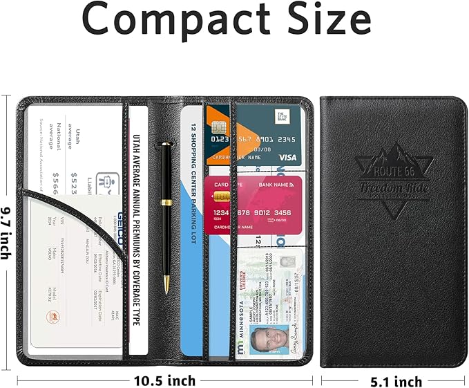 CoBak Car Registration and Insurance Holder - Vehicle Glove Box Car Organizer,Auto Truck Comparment Accessories Case with Magnetic Closure for Driver License,Cards