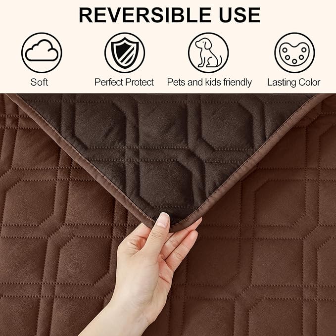 Smiry Waterproof Dog Blanket, 52x82 Inch Soft Pet Bed Cover Reversible, Washable Sofa Couch Furniture Protector for Small Medium Large Dog Puppy Cat, Geometric, Brown/Chocolate
