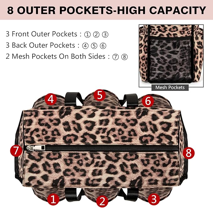 IBFUN Utility Tote Bag with 14/24 Pockets Zip Top Teacher Tote Bag for Teacher/Work Women