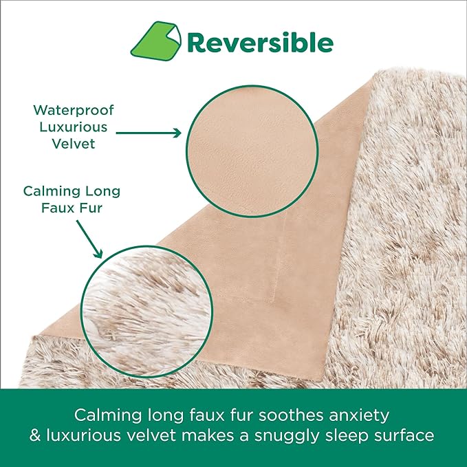 Furhaven Waterproof Throw Blanket for Dogs & Indoor Cats, Washable - Shaggy Plush Calming Long Faux Fur & Velvet Dog Blanket - Driftwood, Small