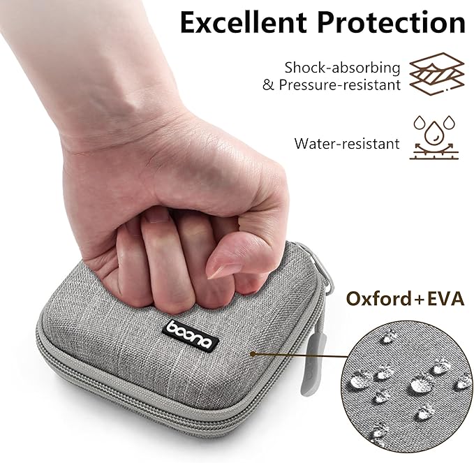 Charger Case for Macbook, Portable Tech Electronic Organizer Bag, Travel Storage Pouch for Laptop Accessories, MacBook Power Adapter, Charging Cords, USB, Power Bank (Grey-Oxford, M)