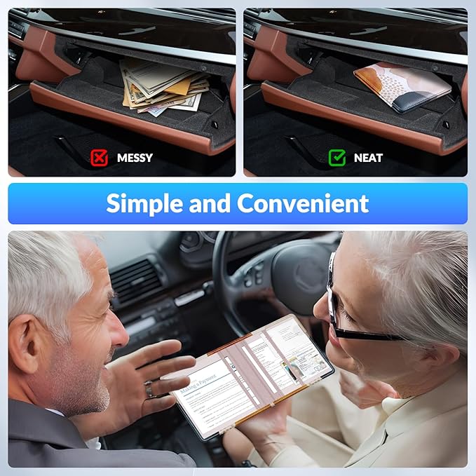 Car Registration and Insurance Card Holder，Vehicle Glove Box Car Organizer，Accessories Case for Storing Driving Licences, Cards, Documents