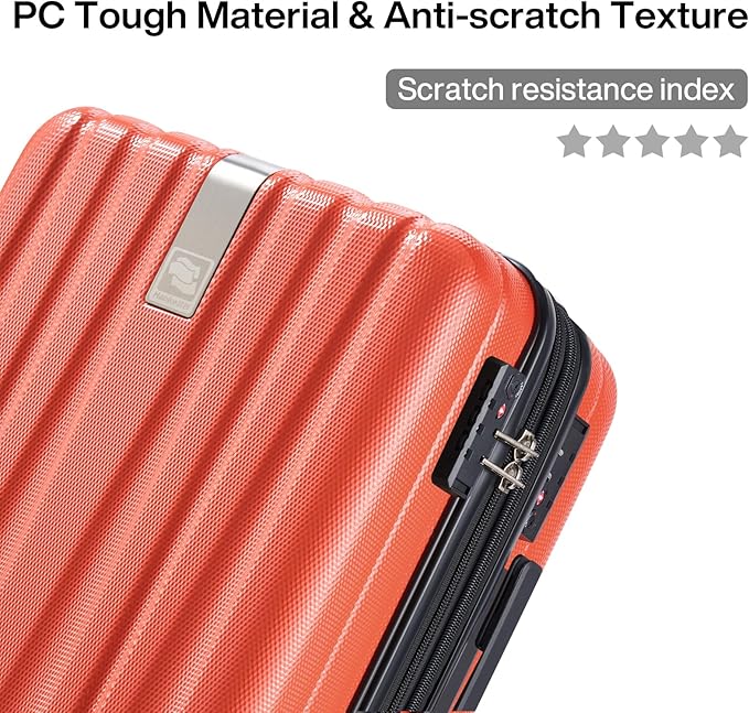 Hanke 14 Inch Underseat Carry On Luggage with Wheels Hard Shell Suitcases Lightweight Small Luggage for Weekender Mini Suitcase Carry On Bag Travel Luggage for Travel Rolling Suitcase.(Orange)