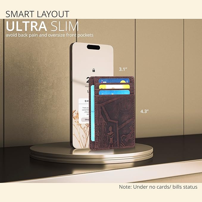 Oak Leathers Leather Slim Minimalist Wallet for Men & Women RFID Front Pocket Leather Card Holder Wallets