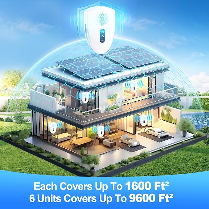 2025 Upgraded Ultrasonic Pest Control, Mouse Repellent Indoor for Spider Bug Roach Ant Mosquito Rat Mice Insect Deterrent, Mouse Rodent Repellent Ultrasonic Plug in, 3 Mode Switching, 6 Pack