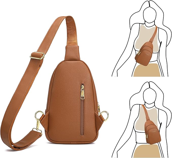 INICAT Crossbody Sling Bags Fanny Packs Valentine's Day Gifts Vegan Leather Travel Vacation Essentials Purses Women