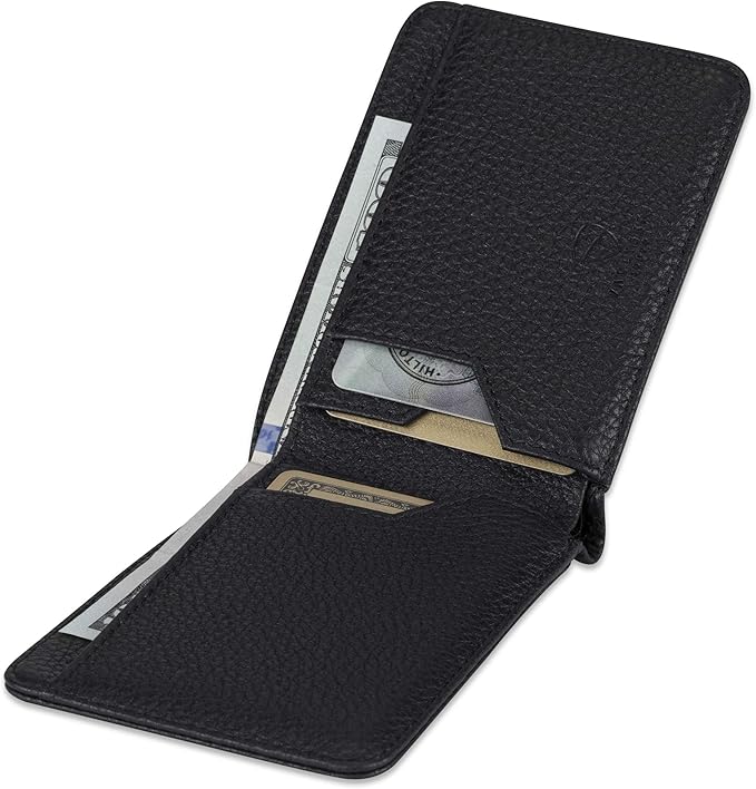 Vaultskin MANHATTAN Slim RFID Blocking Bifold Leather Wallet for Men - Minimalist Front Pocket Card Holder, Holds 9 Cards & Cash, Premium Italian Leather