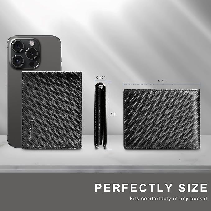 Travelambo Genuine Leather Wallet for Men with Gift Box - Handmade Bifold Stylish - Mens Wallets Rfid Blocking with 2 ID Windows