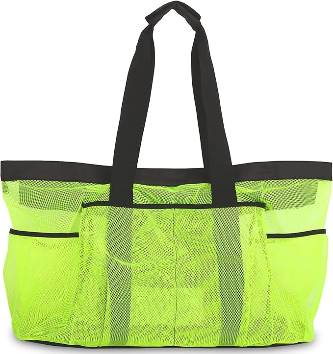 Extra Large Beach Bag Mesh Tote with Zipper and Pockets Ideal for Your Family Cruise/Beach Vacation Essentials