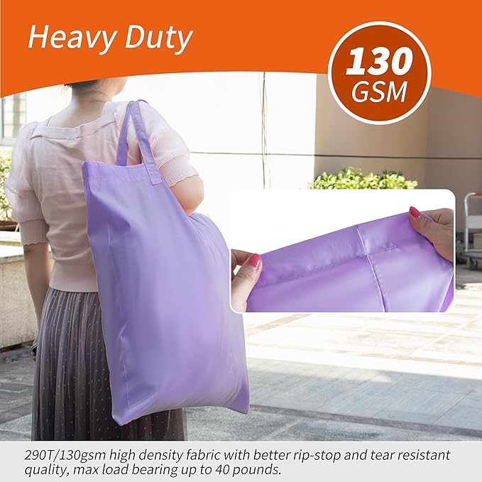 Polecasa Small Heavy Duty Laundry Bag with 130gsm Tear Resistant Fabric and Handles, Easy to Carry Durable Dirty Clothes Drawstring Bag, Perfect for College Dorm, Travel 21”x24”,Purple