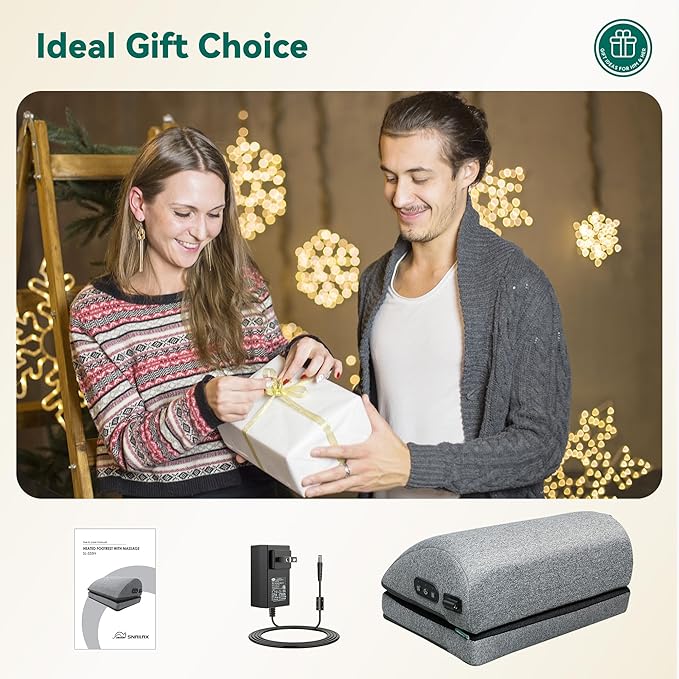 Snailax Heated Foot Rest Under Desk at Work, Desk Foot Stool with Heat & Vibration Massage, Adjustable Height, 2 Heat Levels Foot Warmer Feet Heater for Office Chair, Gaming Home Use