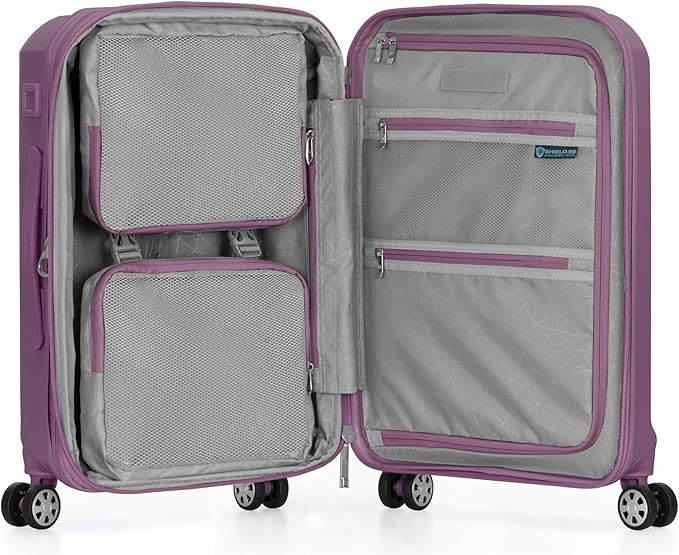 Traveler's Choice Pagosa Indestructible Hardshell Expandable Spinner Luggage, Mauve, 22-Inch Carry-on