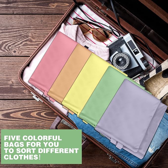 SATINIOR 5 Pcs Large Travel Laundry Bags with Handle Waterproof Washable Dirty Clothes Bags