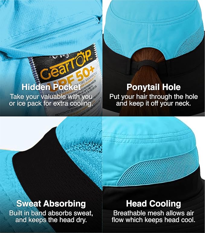 GearTOP Safari Hat for Men Sun Hats for Women UV Protection UPF 50+ Fishing, Gardening, Hiking Hat (22-23 1/2")