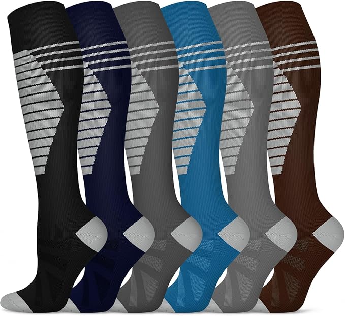 Graduated Compression Socks for Women&Men 20-30mmhg Knee High Socks Travel Hiking Running Stocking