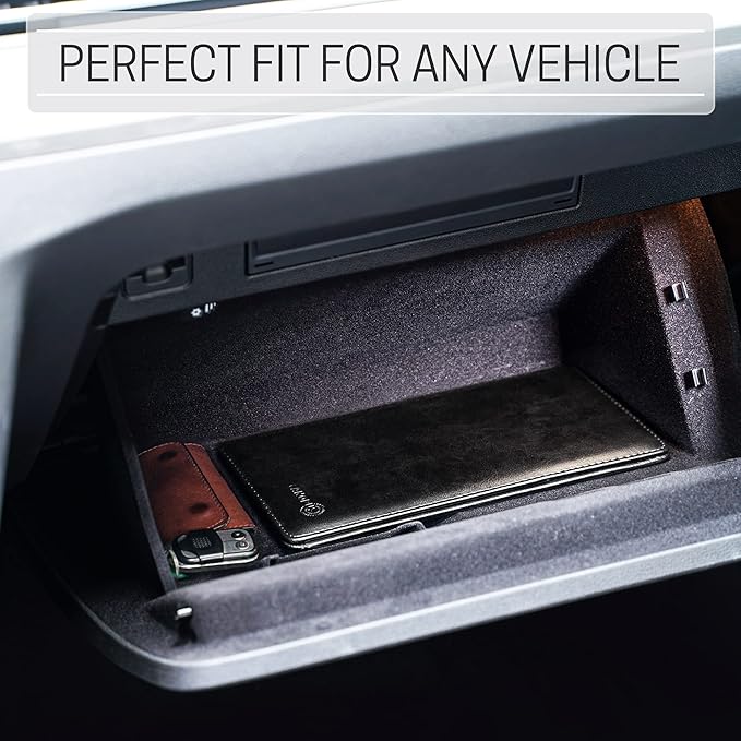 CANOPUS Car Registration and Insurance Holder, PU Leather Card Holder, Vehicle Glove Box Organizer for Auto, SUV, Truck, Black