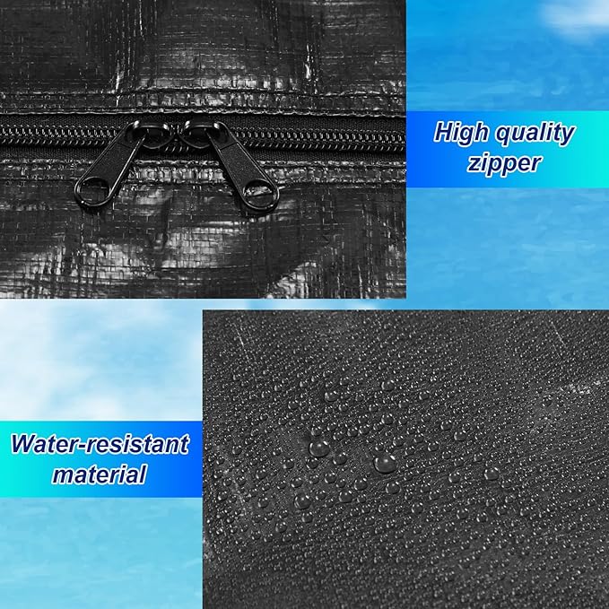 4 Pcs 66 Gallon Large Moving Bags with Zipper and Handles Foldable Storage Duffle Bags Heavy Duty Extra Large Totes for College Dorm Travel Clothes Blankets Bedding Moving (Black, Blue)