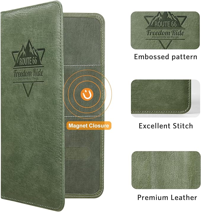 CoBak Car Registration and Insurance Holder - Vehicle Glove Box Car Organizer,Auto Truck Comparment Accessories Case with Magnetic Closure for Driver License,Cards