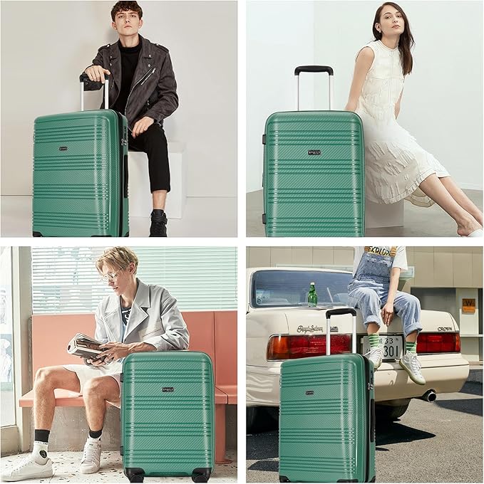 GinzaTravel 29 Inch Large Checked Luggage Expandable Hard Shell Suitcase with Spinner Wheels TSA Lock for Travel, 29inch, Green