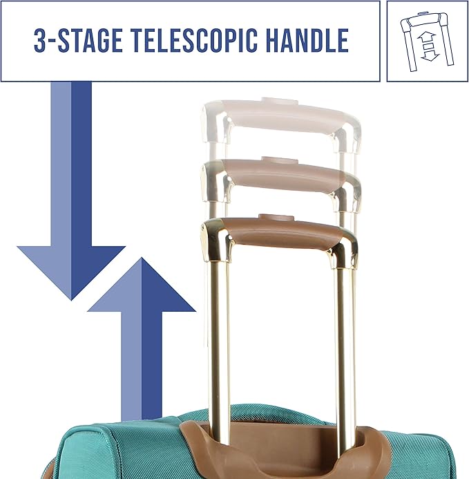 Steve Madden Designer Luggage - Checked Large 28 Inch Softside Suitcase - Expandable for Extra Packing Capacity - Lightweight Bag with Rolling Spinner Wheels (Harlo Teal Blue)