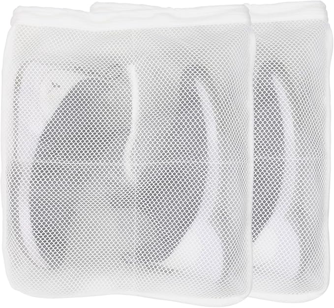 2Pcs Large Shoes Laundry Bags for Washing Machine, Fits Sneaker up to Size 14, Double Layer Mesh 16x14x3 inch Wash Bag with Built-in Divider