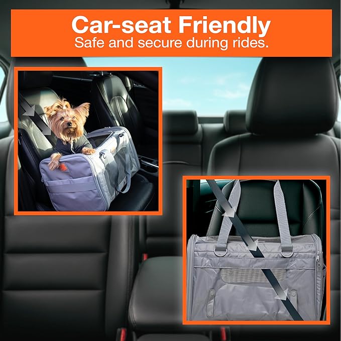 Portable Soft-Sided Pet Carrier for Cats and Small Dogs – Animal Travel Bag with Locking Zippers, Breathable Mesh and Collapsible Design – Lightweight and Secure Cat Dog Travel Crate