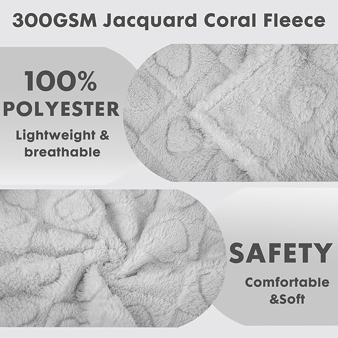 gogobunny Calming Plush Dog Cat Blanket 300GSM Coral Fleece, Ultra-Soft Machine Washable Pet Bedding for Small Medium Dogs Cats Puppies Kittens (Silver, 50x60)