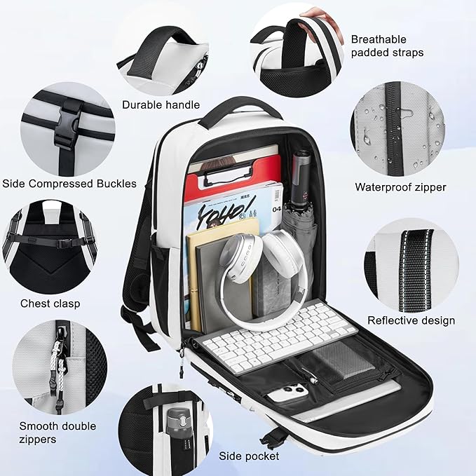 Travel Backpack for Men, 17.3 Inch Laptop Backpack, Water Resistant Business backpack with Waterproof zipper，Carry on Backpack with 30L Large Capacity Bag for Work College Travel