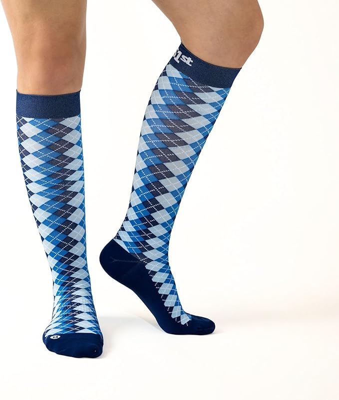 Medical Grade Compression Socks for Men & Women 15-20 mmHg by OrthoSleeve (Blue Argyle, X-Large)