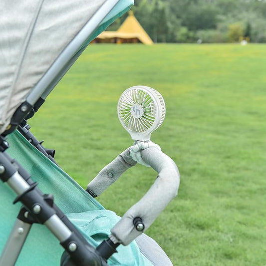 HomeLifairy Portable Stroller Fan, USB or Rechargeable Battery Operated with 3 Speeds and 360°Rotate, Cooling Clip On for Baby Crib Travel Car Seat White