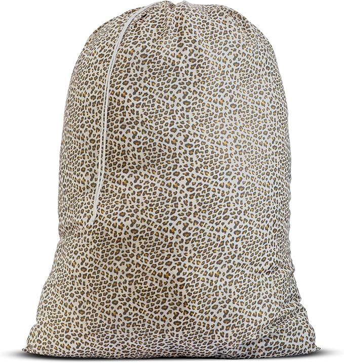 Handy Laundry Nylon Bag - Locking Drawstring Closure, Machine Washable, These Large Bags Will Fit a Laundry Basket and Strong Enough to Carry up to Two Loads of Clothes. (Leopard | 30" x 40")