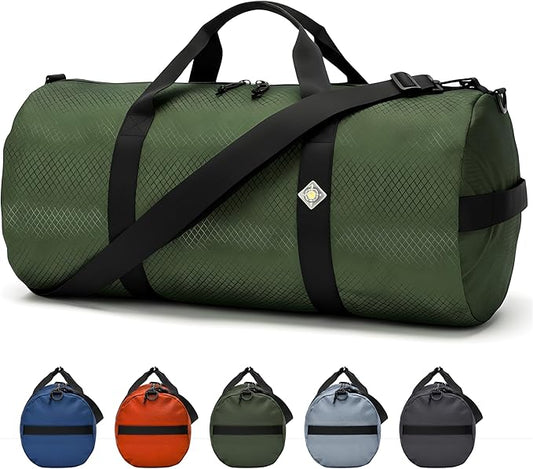 Diamond Ripstop Duffle Bags, Ultra Tough & Tear Resistant, Reinforced Stitching, Weatherproof, Packable Foldable Duffle Bag for Traveling