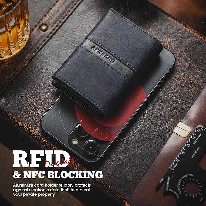 DUGRAFT Mens Wallet for Max.11 Cards with Pop Up Credit Card Ejector Case RFID Blocking, Bills/Cash Compartment and ID Window, Giftbox Packed, Dark Blue