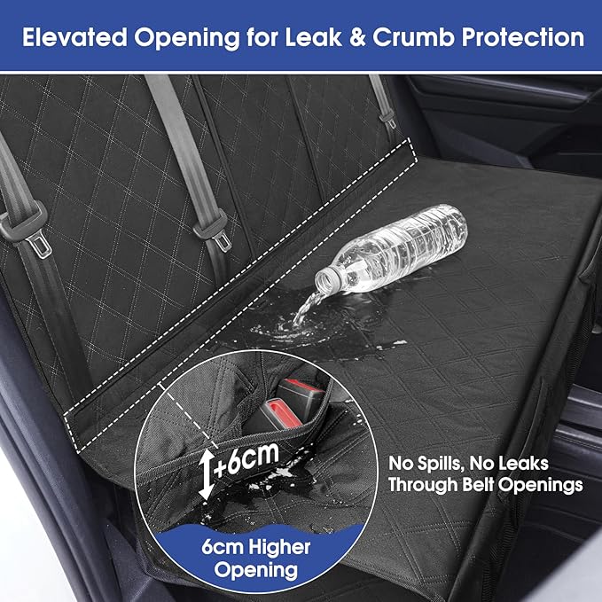 Upgraded 900D Heavy Duty Dog Back Bench Seat Cover, Car Seat Protector, 3 Seatbelts & Armrest Compatible, Waterproof Nonslip Pet Backseat Cover for Dogs & Kids, Fits Most Cars, SUVs, Trucks
