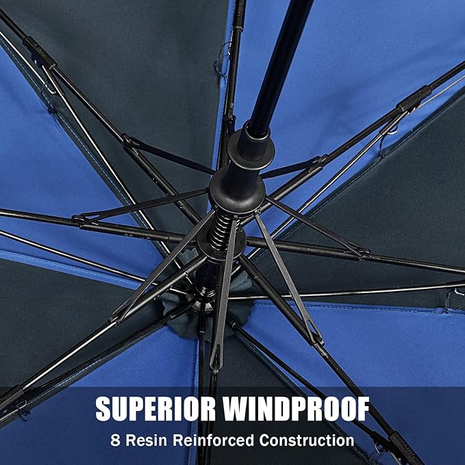 G4Free 62 Inch Portable Navy Golf Umbrella Automatic Open Large Oversize Vented Double Canopy Windproof Waterproof Sport Umbrellas (Navy/Royal Blue)