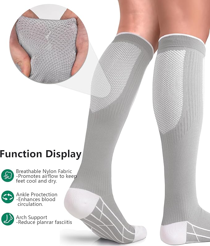 FuelMeFoot 3 Pack Copper Compression Socks - Compression Socks Women & Men Circulation - Best for Medical,Running,Athletic