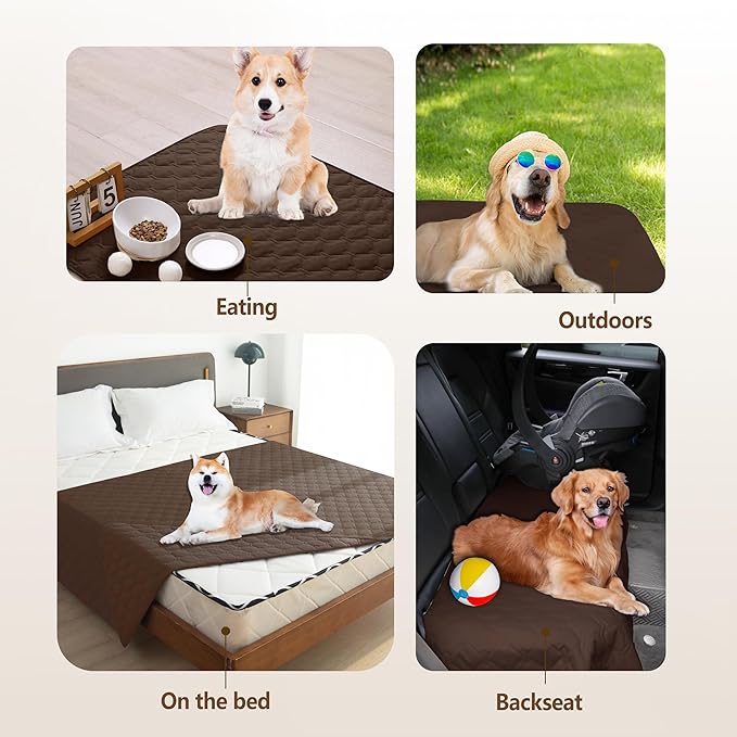 gogobunny 3X Stronger Waterproof Pet Blanket, Scratch Proof Furniture Protector for Dogs Cats, Reversible Cover 30x80 Inch, Dark Chocolate