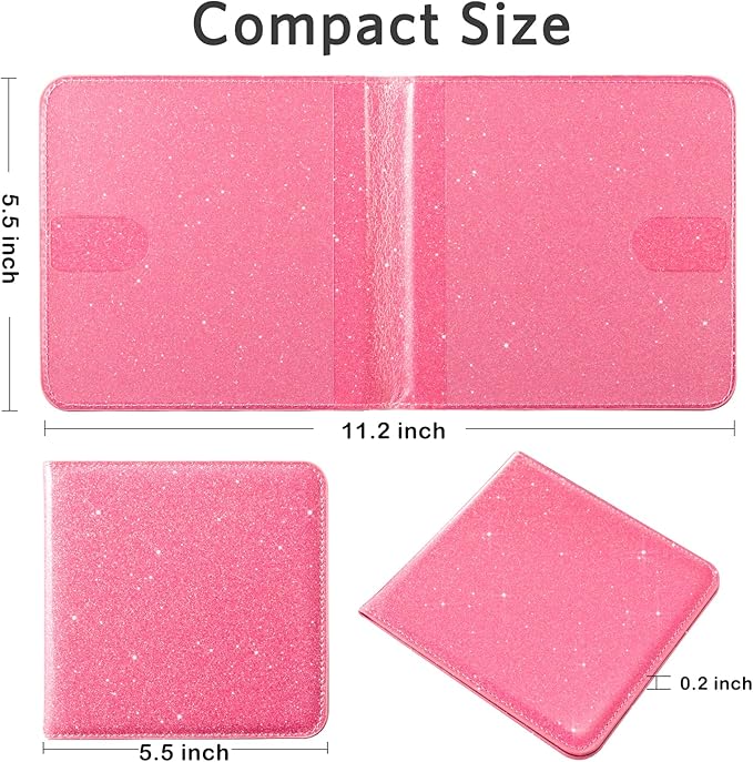 CoBak Car Registration and Insurance Holder - Small and Lightweight Vehicle Glove Box Car Organizer, Auto Truck Comparment Accessories Case for Essential Document, Driver License (Glitter Rosy)