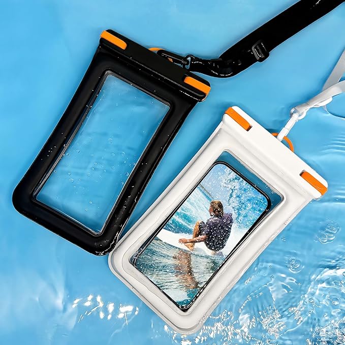 IPX8 Floating Waterproof Dry Bag 2-Pack,7.2 Inch Waterproof Phone Pouch for iPhone 16/15/14 Pro Max Galaxy S24/S23 Adjustable Lanyard + Wrist Strap Beach Swimming Travel Essentials