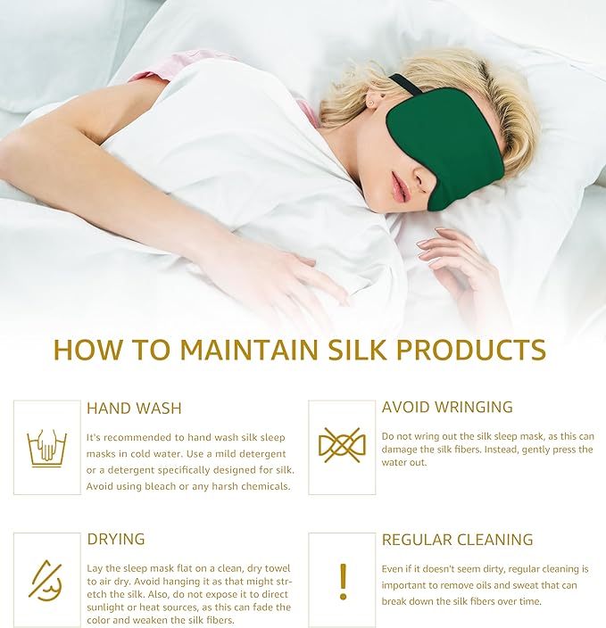 Luxury Pure Silk Sleep Mask | 100% Natural Mulberry Silk | Double-Sided Softness | Adjustable Strap & Full Light Blocking | Perfect for Travel, Office Naps & Nighttime Sleep (Forest Green)