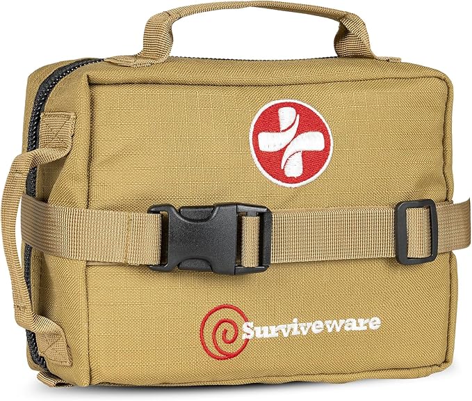 Surviveware 119 Pcs Comprehensive Premium Survival First Aid Kit - Medical Emergency Kit for Travel Camping Gear, Home Essentials & Outdoor Emergencies - HSA & FSA Eligible Survival Kit