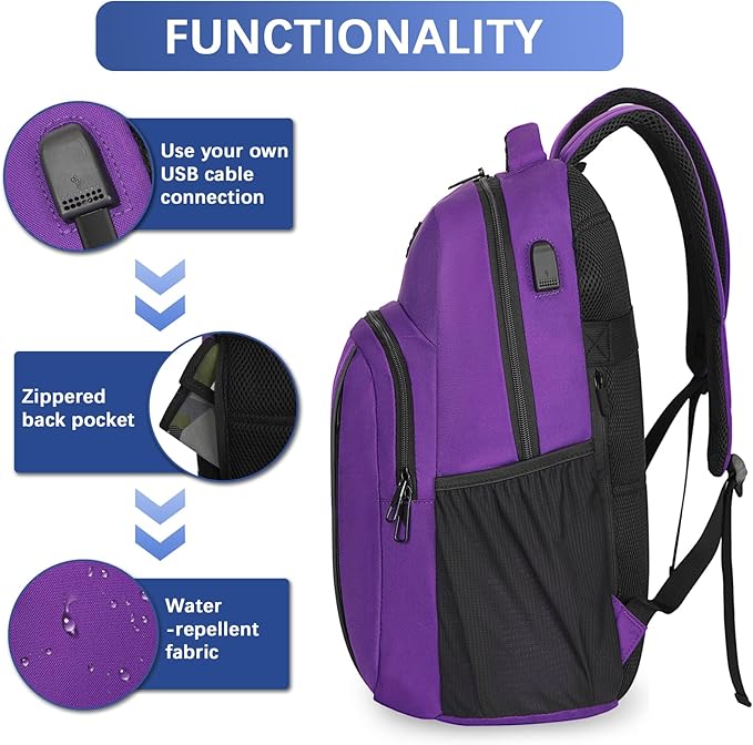 LARIPOP Extra Large Backpack,17.3 Inch Business Laptop backpack for Men Women with USB Charging Port,Water-Resistant Laptopack Weekender Daypack for Work College Computer