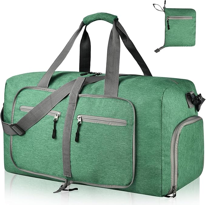 Dimayar 85L Travel Duffle Bag for Men Women - Foldable Duffel Bag with Shoes Compartment - Overnight Bags Waterproof & Tear Resistant(Forest Green)