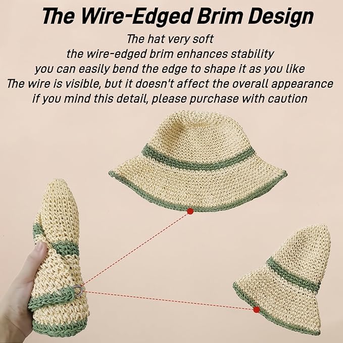 Floppy Big Beach Straw Hats for Women Foldable Summer Wide Brim Packable Sun Hat Womens Travel Straw Fedora Hat