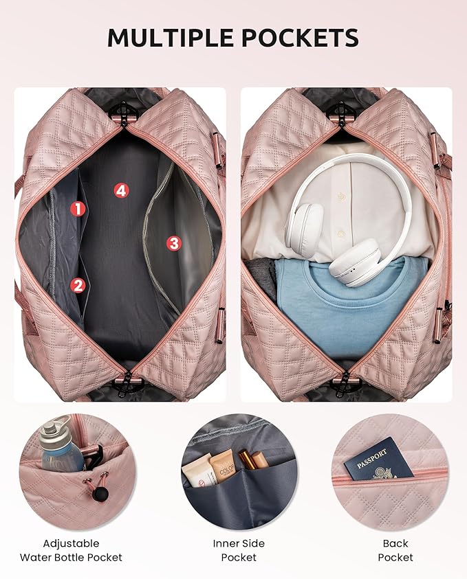 Vogewood Gift for Girls - 5 6 7 8 9 10 11 12 13 14 15 16 Year Old-Duffle Bags with Shoe Compartment, Personalized Weekender Bag, Travel Bag with Makeup Bag, Gifts for Women Birthday Unique (Letter H)