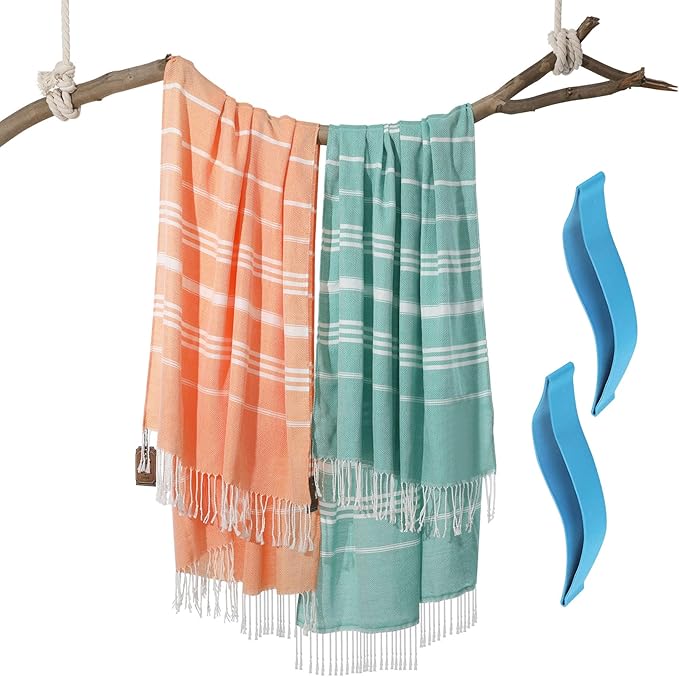 2 Packs Turkish Beach Towel Pool Swim Towels Extra Large Sand Free Quick Dry Absorbent Thin Long Wide Clearance Oversized Men Women Beach Gifts Gear Stuff Necessities Thing Items Cloud XLarge XL Big