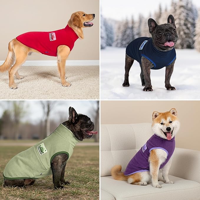 cyeollo Dog Sweaters for Medium Dogs Boy, Turtleneck Stretchy Pullover Fleece Dog Jacket, Warm Lightweight Coat Winter Pet Clothes, Navy Blue XL