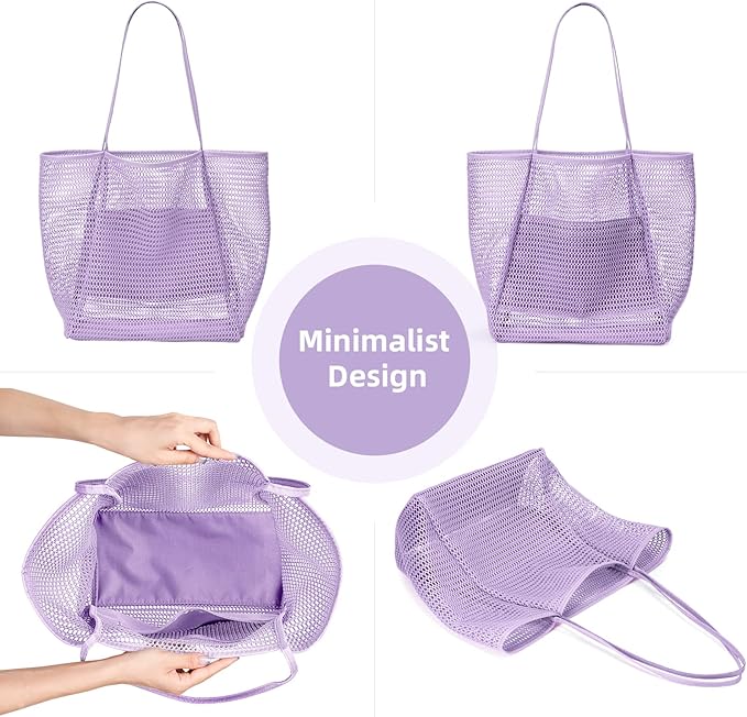KALIDI BeachNylon Mesh Tote Bag, Casual Tote Bag Hobo Women Foldable MAX 23L Shoulder Bag For Beach Picnic Vacation