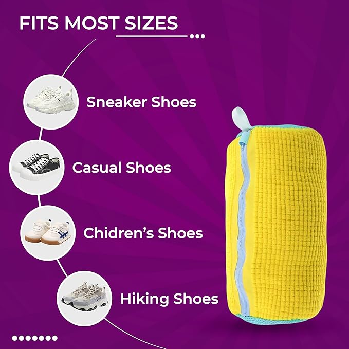 Shoe Washing Machine Bag - 2pc Reusable Laundry Shoe Bags for Washer & Dryer with 1pc Drying Net Bag, Protective Mesh for Sneaker