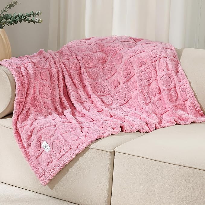 Luciphia 1 Pack 2 Small Dog Blanket Washable Pet Bed Cover Soft Fluffy Puppy Blanket with Premium Fleece 300GSM Cozy Calming Cat Blankets for Indoor Cats Pink 57x40 inch